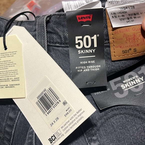 Levi's Women's 501 Stretch Skinny Jeans - Dark Side of the Moon NWT - Picture 8 of 9
